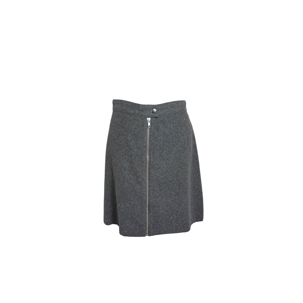 Madewell Wool Blend Mini Skirt Women 10 Gray Very Good Exposed Zip A-Line F9118